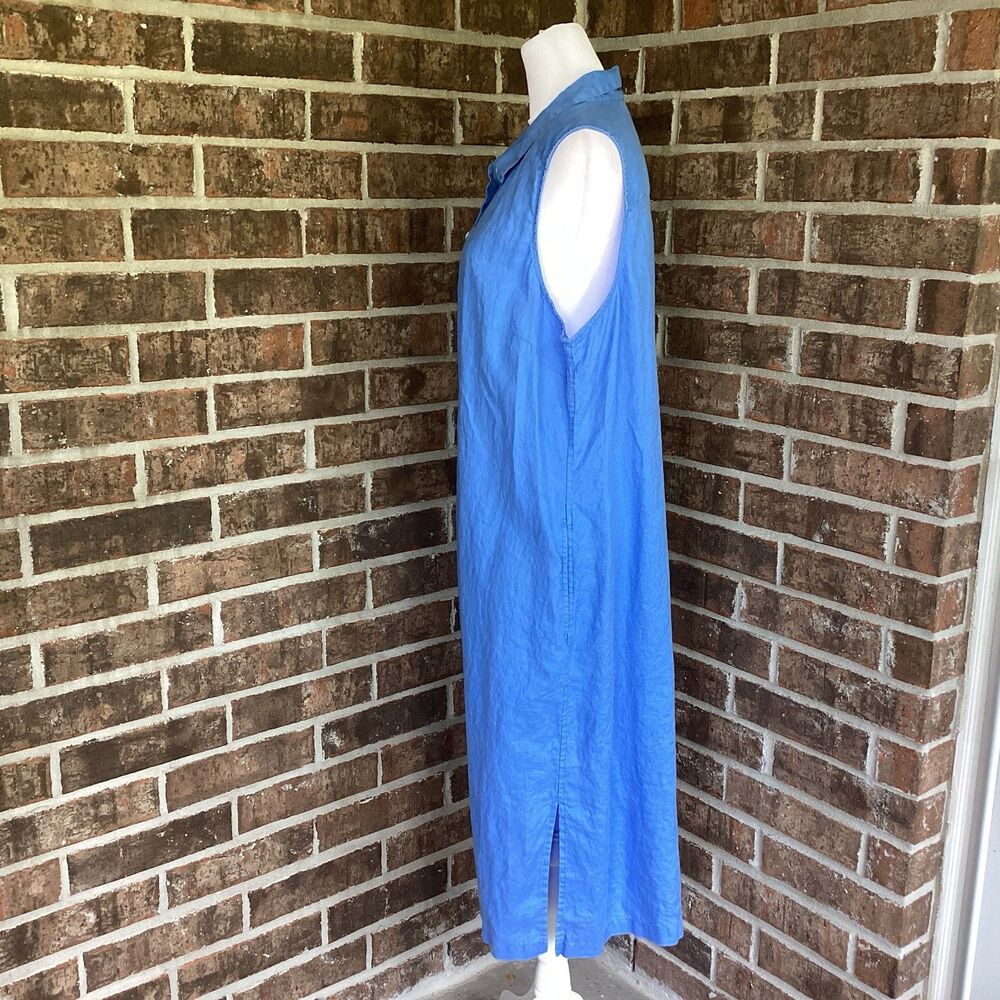 Tommy Bahama Women's Blue Two Palms Linen Shirt Dress Sleeveless Size XL Pockets - Picture 5 of 13